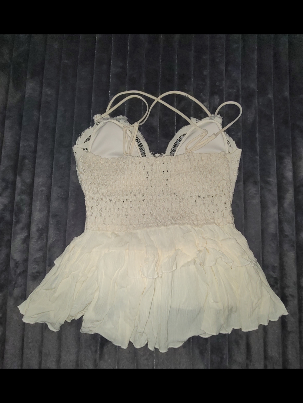 Ivory Lace Ruffled Baby Doll Top - Picture 2 of 2